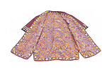 Coat, Silk; decorated with circular discs and lozenge-shaped clasps, edging, and floral Russian printed cotton and synthetic fabric lining